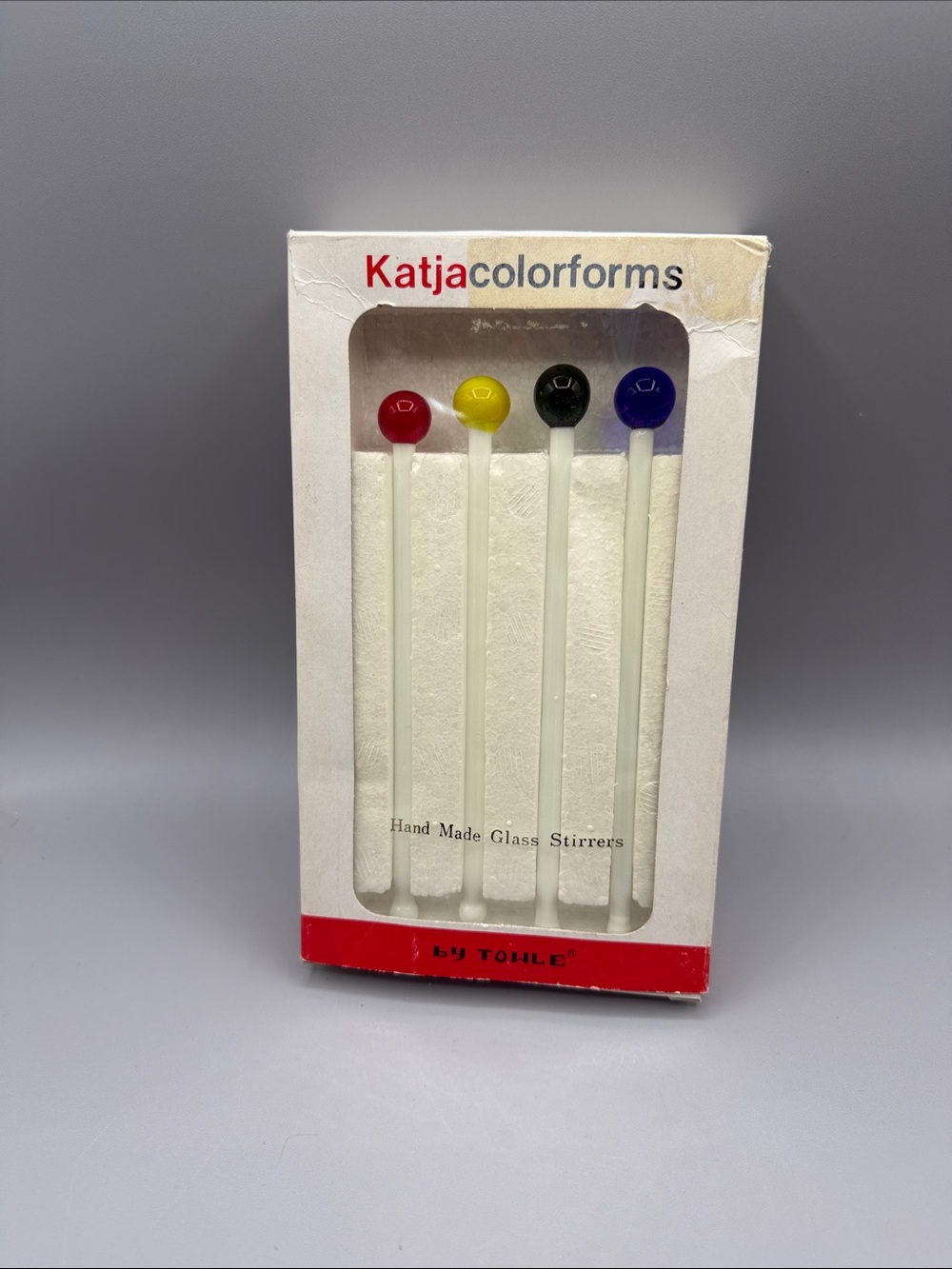 Katja Colorforms Hand Made Glass Stirrers  Multi Color Towle  No 7120 Small Ball